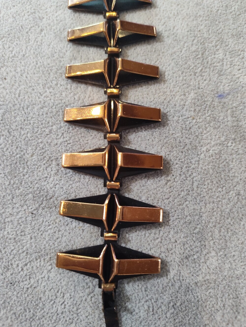 Renoir 1950s Modern Copper Geometric Link Bracelet 7" by 1.5"